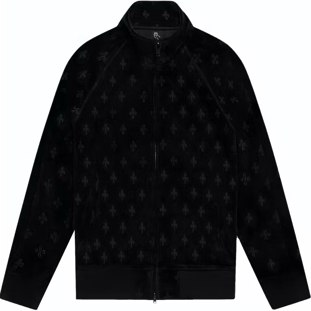 OVO Black Waffle Logo Track Jacket Zip-Up
